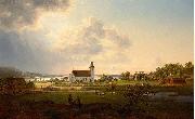 Ernfried Wahlqvist Landscape with a church by a river oil painting